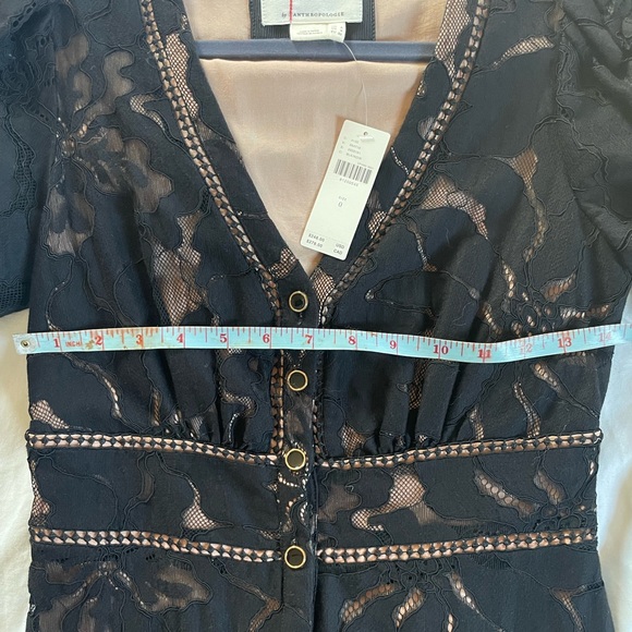 NWT By Anthropologie Ophelia puff-sleeve black and nude dress - Picture 11 of 12